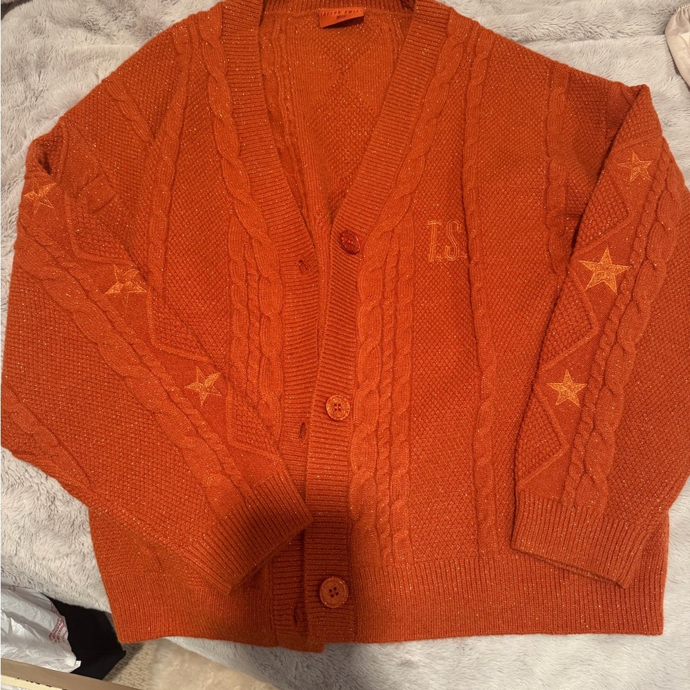 Orange Cable Knit Star Cardigan